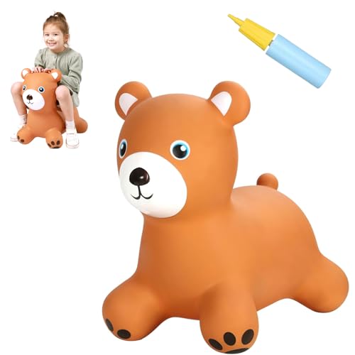 INPANY Bouncy Bear Hopper for 2-5 Kids, Gifts Toy for Kid, Pump Included - color: Brown Bear