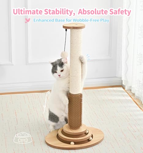 Made4Pets Cat Scratching Post for Indoor Cats with Self Groomer, 28.3" - size: 28.3"H