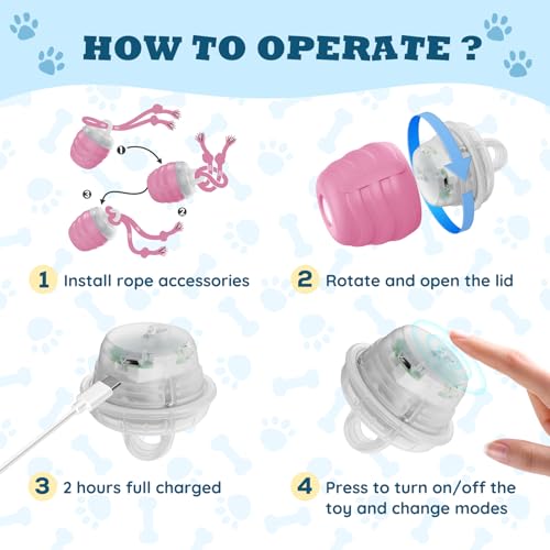 Interactive Dog Toys - Motion Activated Balls for Medium/Large Dogs, Automatic Moving Dogs Toy for Boredom, Interactive Dog Ball to Keep Them Busy(Light Pink) - color: Light Pink