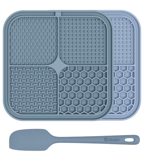 ChefAide 2 Pack Lick Mat for Dogs, Cats & Puppies with Suction Cups - color: Light Blue and Dark Blue