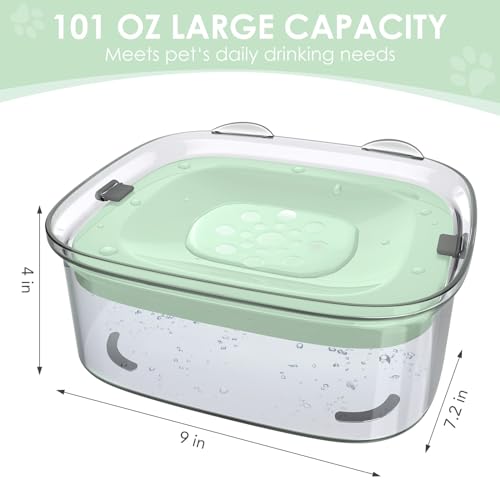 AONKEY 3L No Spill Dog Water Bowl with Slow Drinking Disk(Sprout Green) - color: Sprout Green