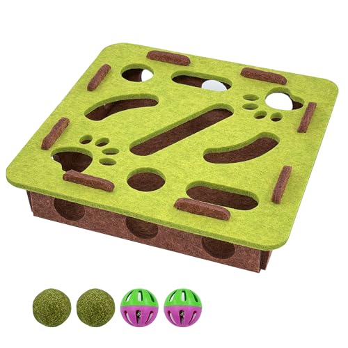 Cat Puzzle Toy Interactive Feeder Cat Scrach Puzzle Enrichment Box for Indoor Cats