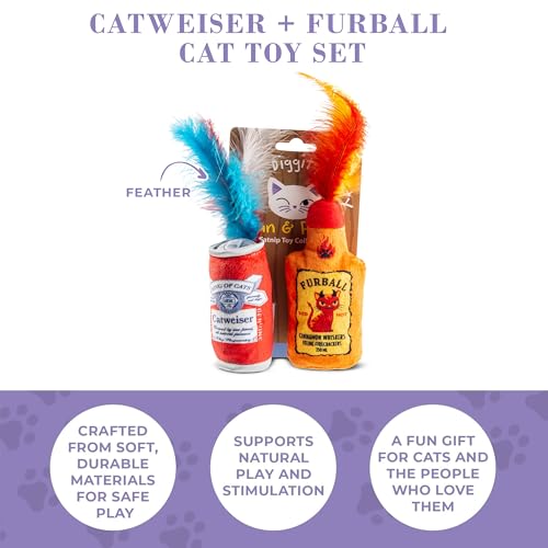 Haute Diggity Kitty Catweiser + Furball Set, Soft Plush Cat Toys - color: Multi - Catweiser + Furball Duo