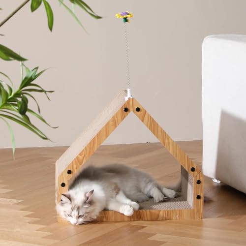 FUKUMARU Cat Scratcher House, Cozy Cardboard Cat Bed Design Scratching Pad