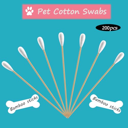 6 Inch Long Large Cotton Swabs,200pcs Large Cotton Buds with Bamboo Handle,Extra Large Tip Cotton Swabs ,Professional Big Cotton Swabs，Dogs Ears Large Cotton Swabs - size: 200 Count (Pack of 2)