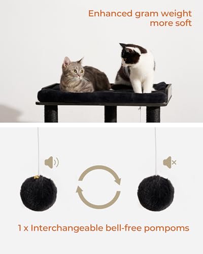 FourFurPets Modern Cat Tree for Large Cats, Full Sisal Cat Scratching Post - color: Black, size: 22"L x 15.7"W x 26.7"H