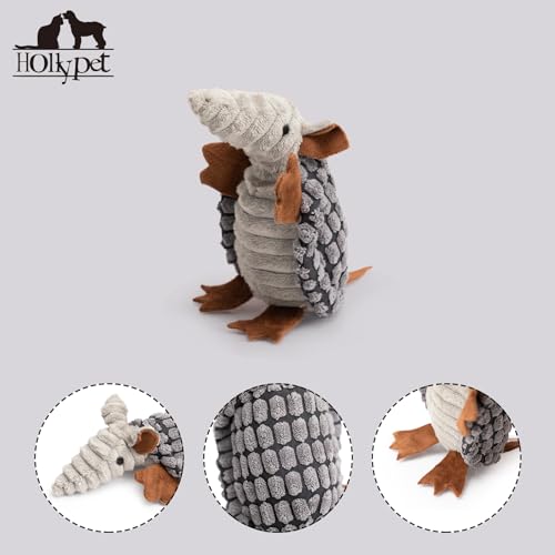 Hollypet Armadillo Squeaky Puppy Dog Toys for Small Medium Dogs, 6" - color: Dark Gray, size: 6 IN