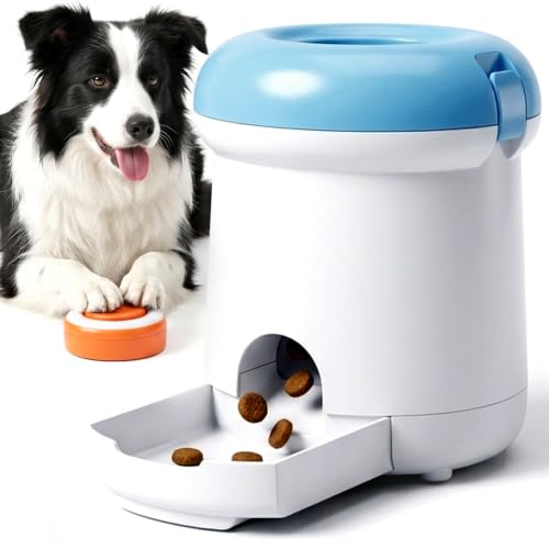 Automatic Dog Treat Dispenser, Button-Activated Interactive Dog Toy