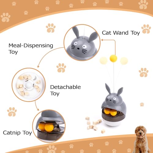 Cat Treat Puzzle Toy, Auto-Balancing Pet Food Dispenser - Brain Stimulating - Slow Feeder - Boredom Relief Kitten Toys, Interactive Training, Toy for Indoor Bored Cats (White, Sheep) - color: White