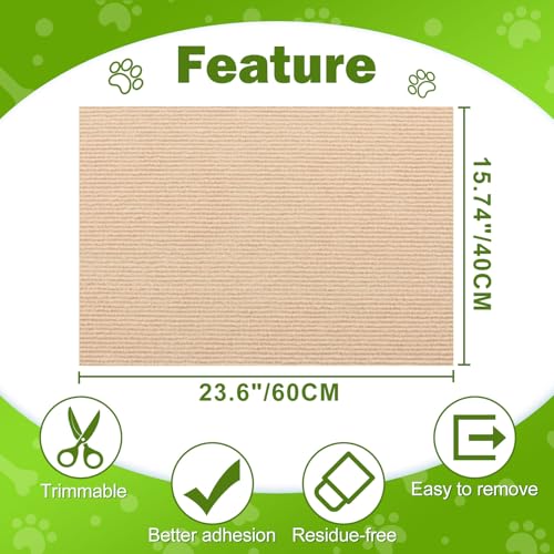 ENONCI 23.6x15.8 Cat Scratcher Mat, Self-Adhesive Cat Scratch Furniture Protector - color: Beige, size: 23.6"x15.8"