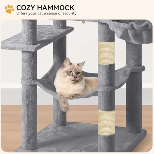 YITAHOME 64.5" Cat Tree, Multi-Level Cat Tower - color: Light Gray, size: 64.5inch