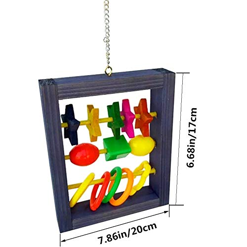 Litewoo Pet Bird Parrot Intellective Toy Multicolor Intelligence Training Development Abacus Chew Toy for Macaw African Greys Budgies Parakeet Cockatiels Cage Hanging Chewing Toy (Random Color) - color: bird train toy 2