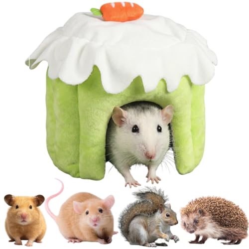 Cozy Warm Guinea Pig Hideout Soft Small Pet Cave House Cake Shape (Green,S) - color: Green, size: S