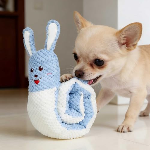 Plush Dog Toys, Long Foldable Squeaky Chew Pet Toys (White Rabbit) - color: Blue Rabbit