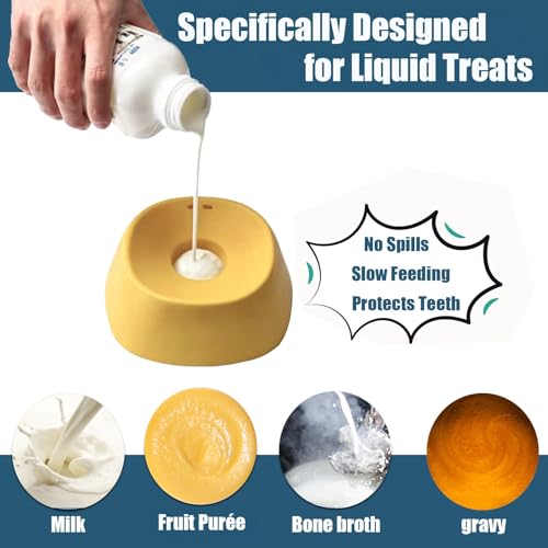 SOOPLEU Lick and Roll Bowl for Dogs – No-Mess Slow Feeder for Bone Broth, Yogurt & Supplements | Lick and Roll Bowl with Anti-Spill Rolling Ball | for Senior Dogs, New Puppies & Post-Op Nutrition