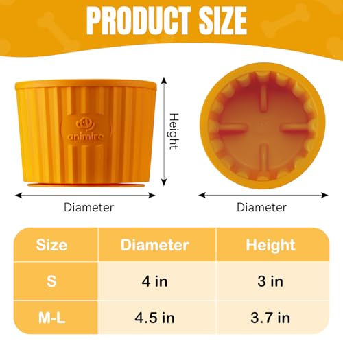 Dog Lick Bowl, Anxiety Relief Dog Licking Mat Freezer Treat Dispenser, Non-Slip Anti-Choking Silicone Slow Feeder Lick Bowl for Small Medium & Large Breed Dogs, BPA Free(Orange,S) - color: Orange, size: S