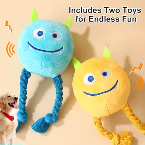 lilfrd 2 Pack Squeaky Rope Plush Dog Toys for Small Medium Puppies - style: Monster