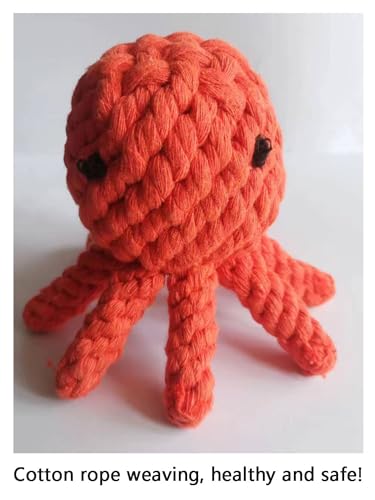 Dog Toys Puppy Teething Chew Toys,Dog Chew Toys Rope Toys,Cat Chew Toys,Safe Braided Toys Healthy Gift - color: orange octopus