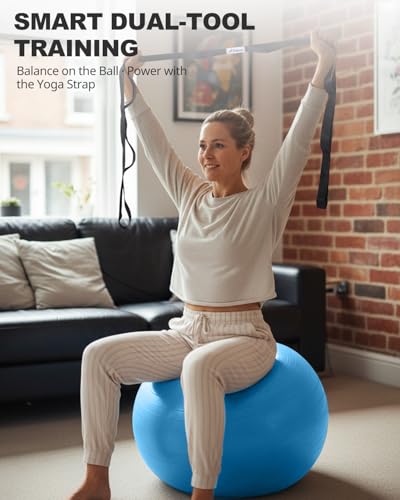 Trideer Yoga Ball for Exercise, Pregnancy, Exercise Ball, Pump Included - color: Sapphire blue, size: L(23-26ines/58-65cm)