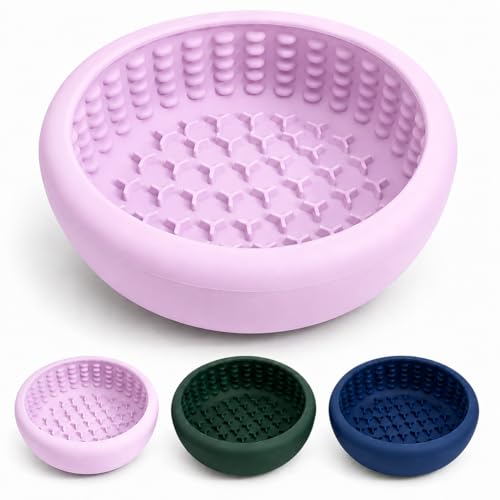 Slow Feeder Dog Lick Bowl,Silicone Feeding Dogs Licking Bowls(Purple,Small) - color: Purple, size: Small
