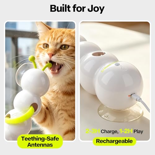 Interactive Caterpillar Cat Toy, Whack-a-Mole Feather Teaser Cat Toy