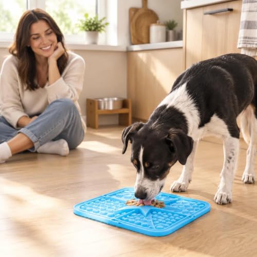 1Pc Premium Dog Licking Mat - Textured Surface Lick Pad Reducing Anxiety - color: blue