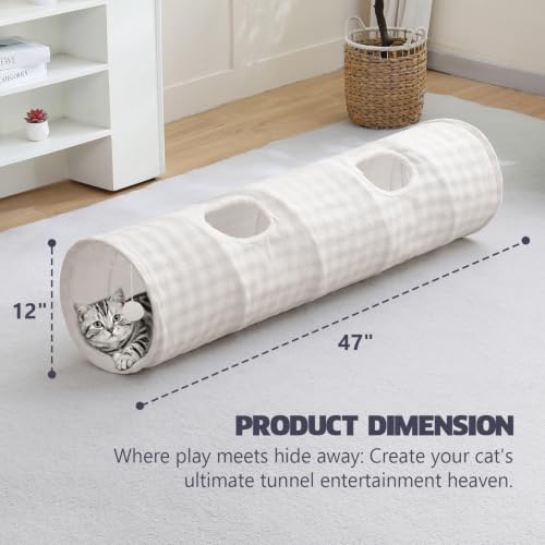 Straight Bubble Cat Tunnel for Indoor Cats 47"x12", Cream White - color: Cream White, size: Straight