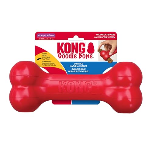 KONG Goodie Bone, Natural Rubber Treat Toy, Red, for Extra Large Dogs - size: X Large (Pack of 1)