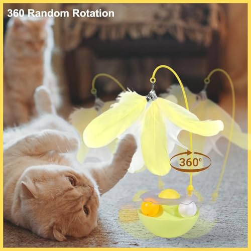 Interactvie Cat Wobble Ball Enrichment Toys, Yellow