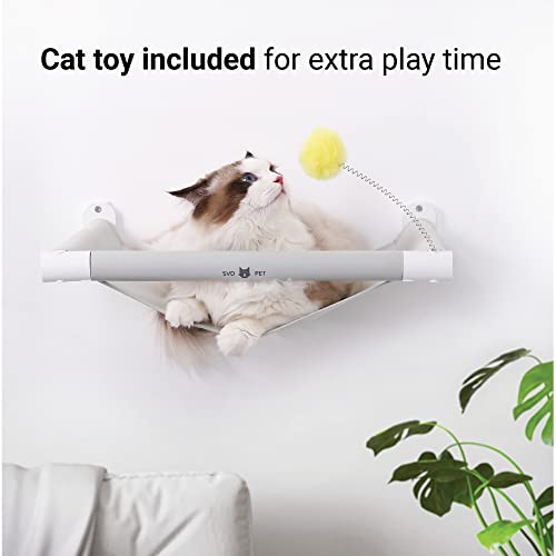 SVD.PET Cat Hammock Wall Mounted with Toy, Soft Padded & Comfortable Cover, Modern Design Premium Cat Furniture Shelf, Supports up to 40 lbs (Comfy Plus, White) - color: White, size: Hammock - Comfy Plus