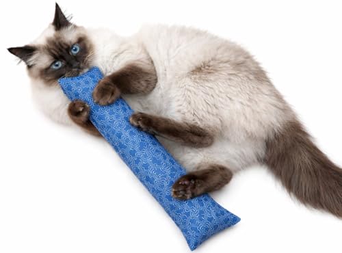 Catnip Kicker Toy for Indoor Cats – 15" Large Cat Kick Stick, 1 oz Potent Canadian Catnip, Durable Plush Cat Wrestling Toy, Cobalt Blue - color: Cobalt Blue