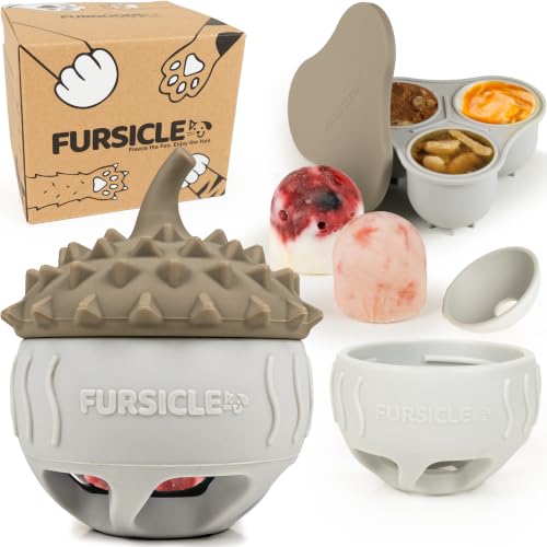 FURSICLE Pro Frozen Dog Treat Toy, Fillable Enrichment Lick Ball with Tray - color: Fursicle - Reinforced Pro
