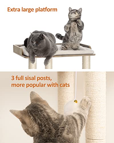 FourFurPets Modern Cat Tree for Large Cats, Full Sisal Cat Scratching Post - color: Greige, size: 22"L x 15.7"W x 26.7"H
