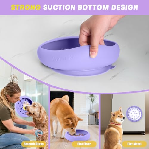 Silicone Dog Lick Bowl, Slow Feeder Dog Bowls with Strong Suction, Purple - color: Purple