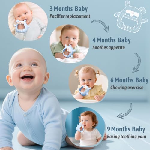 akolik Baby Teething Toys,Teething Relief Teether Toys for Babies 3-6-9-12 Months,Silicone Teething Mitten Toys,Anti Dropping Wrist Hand Teethers Baby Chew Toys,Baby Essentials(Pink) - color: Pink