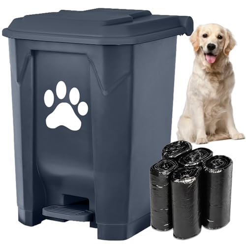 Outdoor Trash Can Dog Poop Bin Dog Waste Trash Can Pet Outside Garbage Can - color: Grey with 5rolls Bags