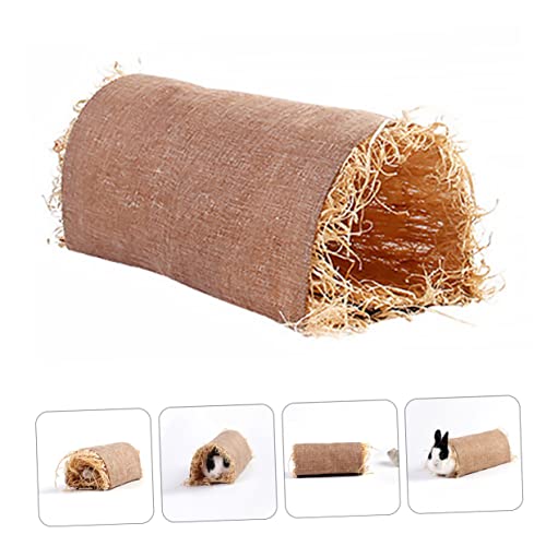 INOOMP Rabbit Tunnel Nest for Small Pets Wear Resistant Grass Linen - size: M