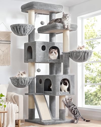 Globlazer Large Cat Tree 72in Tall Cat Climbing Tower, F72G, Light Grey - color: Light Grey