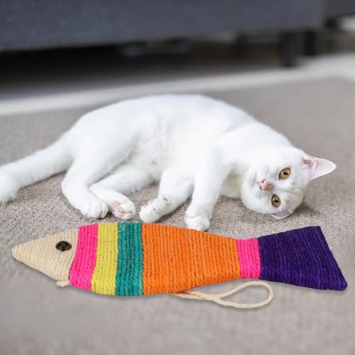 Hypeety Cat Scratching Board Creative Sisal Fish Shaped Cat Claw Pad Toy - color: Fish L