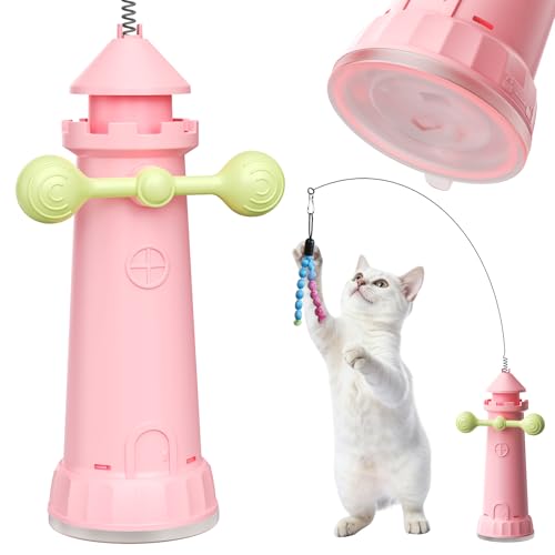 BSISUERM Cat Interactive Chase Toys for Indoor Cats, Enhanced Suction Cup Cat Teaser Wand, Kitty Enrichment Toy Weight Loss Exercise Toy for Kitten Adult Cats Boredom Relief Keep Them Busy - color: Pink
