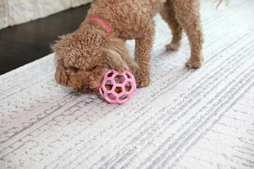 JW Pet HOL-ee Roller Dog Puzzle Ball, Medium 4.5in, Natural Rubber, Pink - color: Pink, size: Medium