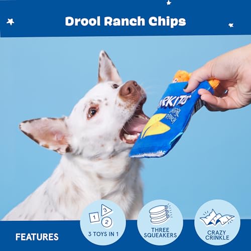 BarkBox Drool Ranch Chips 3-in-1 Interactive Plush Dog Toy - color: Drool Ranch Chips