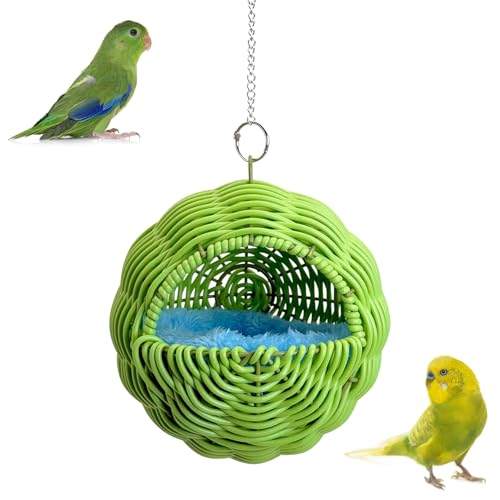 BNOSDM Bird Nest with Soft Pad Hanging Small Parrot Bed Set (Green) - color: Green Hanging Nest - G-Type