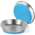 6 Pack Blue 304 Stainless Steel Shallow Whisker Fatigue Cat Bowls - color: Blue, size: 6Pcs