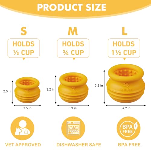 Treat Dispensing Dog Toy, Long-Lasting Interactive Puzzle Toys for Dogs, Stuffable Dog Enrichment Frozen Lick Treat Toy for Boredom, BPA Free Silicone Fetch Catch Chew Toy (Orange,L) - color: Orange, size: L