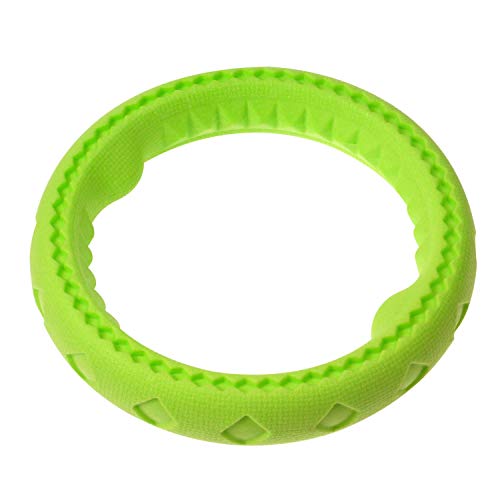 Dog Chewing Ring - Soft Rubber Ring Dental Chewing Teething Biting Chasing Training Toy for Small and Medium Dog Puppy - 7", Green - color: Green Ring, size: 7"