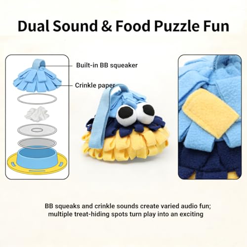 Small Dog Pinecone Snuffle Toy-Squeaky Crinkle Hide & Seek Puzzle Blue - color: blue