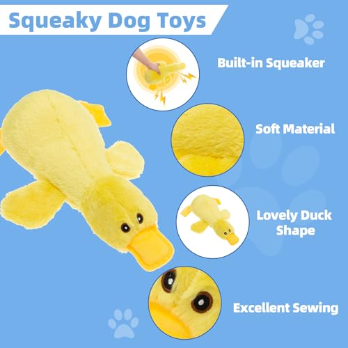 Mihachi Plush Squeaky Dog Duck Toys - Stuffed Pet Toy Duck Interactive Gifts for Dog Birthday Dogs Puppy Biting Chew Toys - for Medium and Large Dogs - color: Yellow Duck