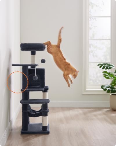 Feandrea Cat Tree, 44.1-Inch Cat Tower, Multi-Level Condo, Smoky Gray - color: Smoky Gray, size: 44.1 Inches