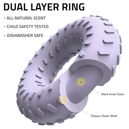 Playology Dual Layer Ring Dog Toy for Aggressive Chewers, Lamb Scent - size: Small, style: Lamb